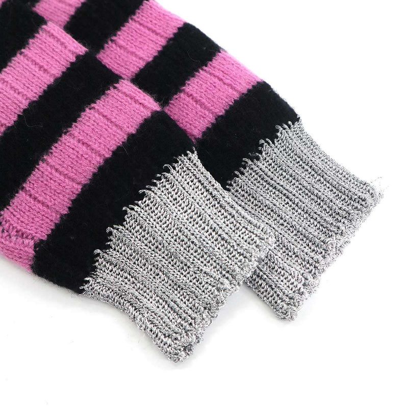 Gucci Cat Border Wool Cashmere Knit Sweater Pink Black XS