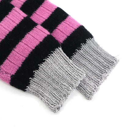 Gucci Cat Border Wool Cashmere Knit Sweater Pink Black XS