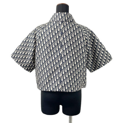 Dior Short Sleeve Shirt Technical Taffeta Jacquard Blue-ecru