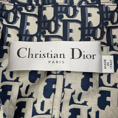 Dior Short Sleeve Shirt Technical Taffeta Jacquard Blue-ecru