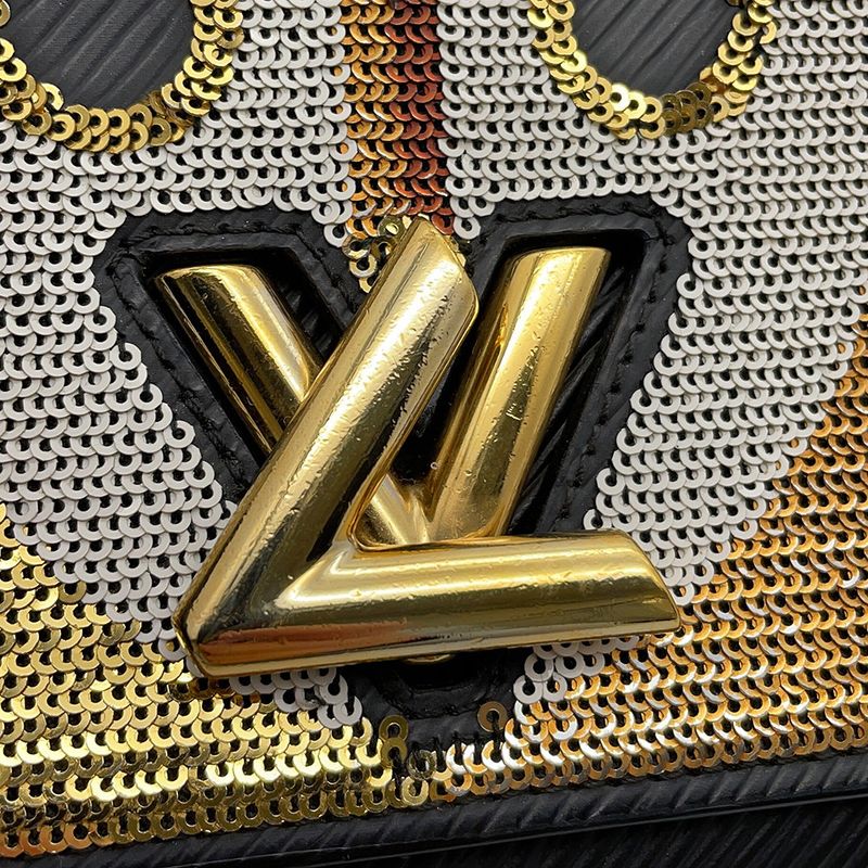 Louis Vuitton Chain Wallet Epi Sequin Portefeuille Twist Owl Noir Black