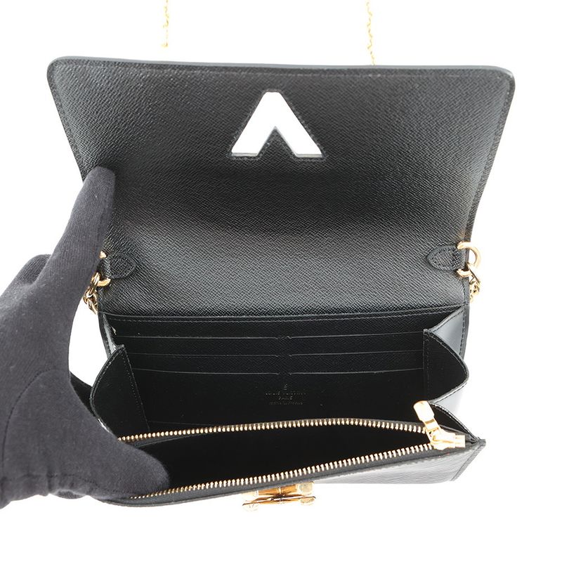 Louis Vuitton Chain Wallet Epi Sequin Portefeuille Twist Owl Noir Black