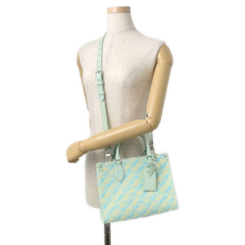 Louis Vuitton Handbag Monogram Empreinte on the Go PM Summer Star Dust Blue-yellow