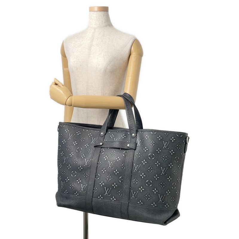 Louis Vuitton Tote Monogram Pattern Cowhide Leather Trolley Noir Black