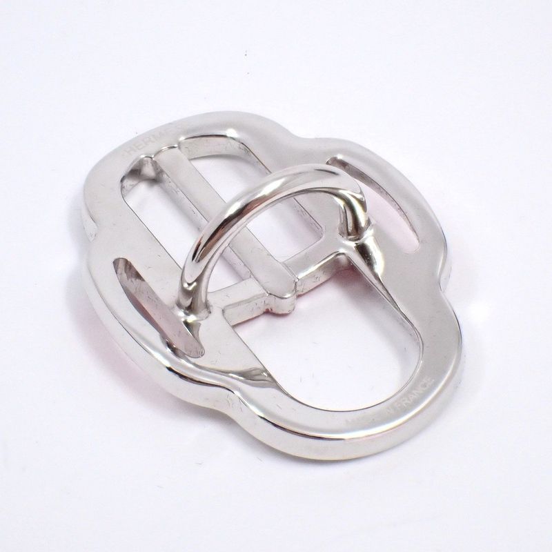 Hermes Scarf Ring Mini Boucle Silver Red Silver X