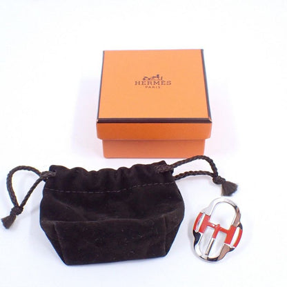 Hermes Scarf Ring Mini Boucle Silver Red Silver X