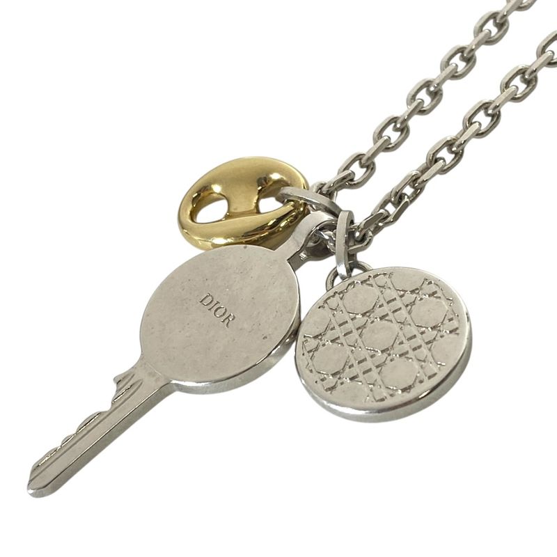 Dior Homme Montane Medallion Logo Necklace Silver Gold Stainless Steel