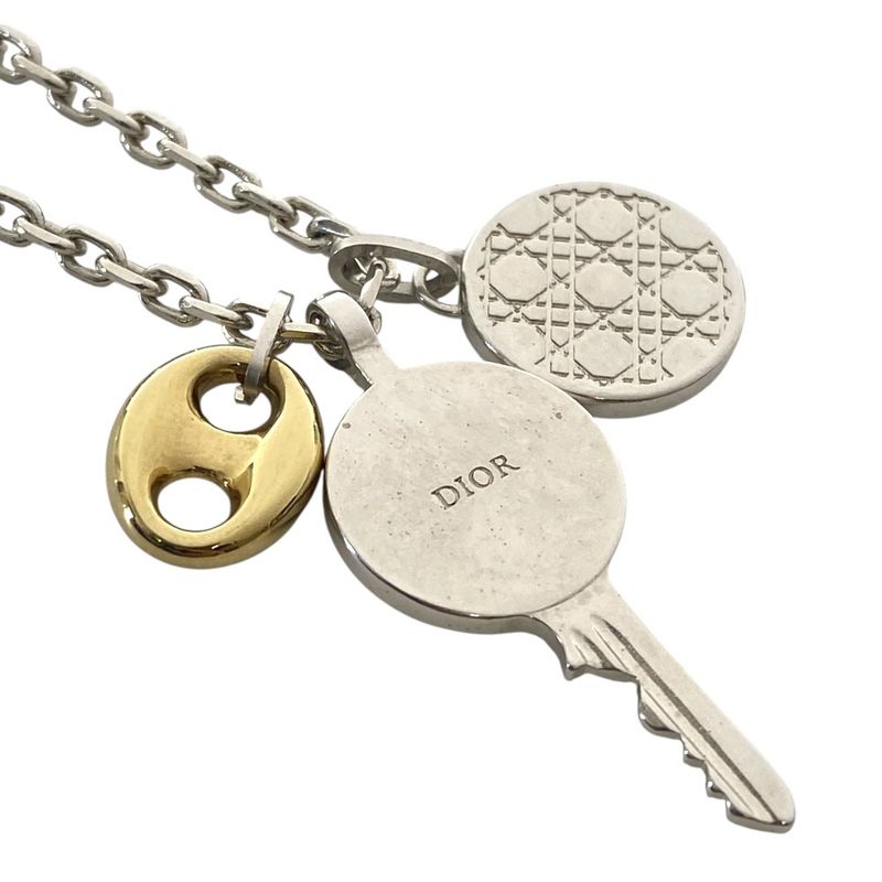 Dior Homme Montane Medallion Logo Necklace Silver Gold Stainless Steel