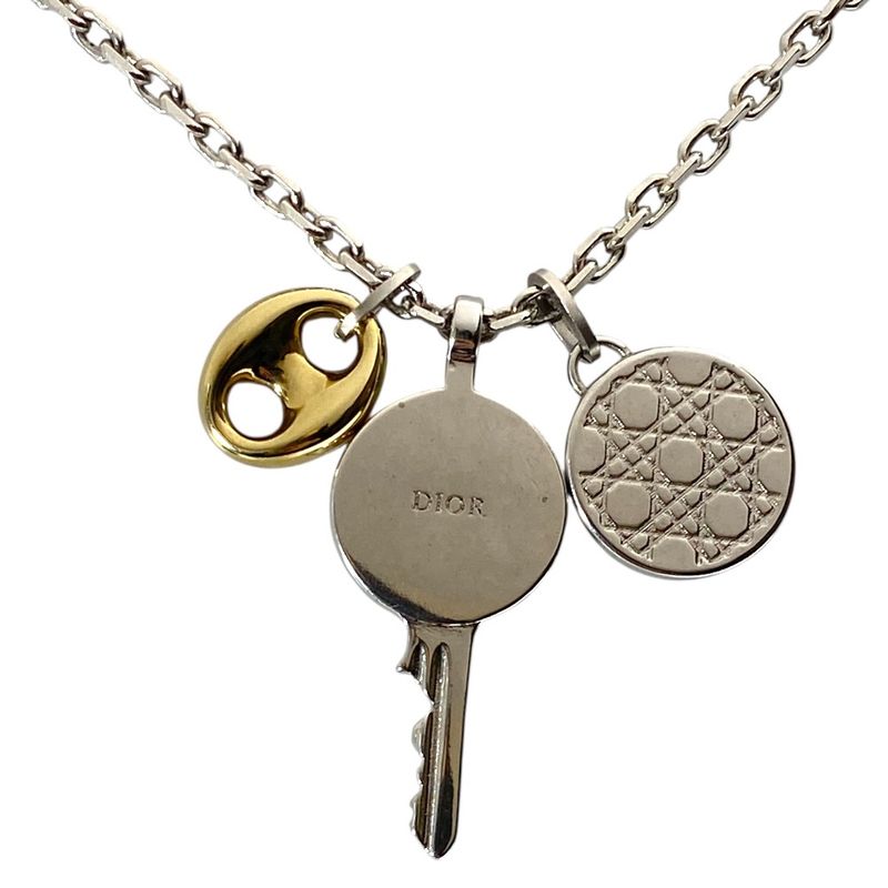 Dior Homme Montane Medallion Logo Necklace Silver Gold Stainless Steel
