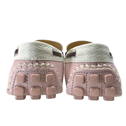 Louis Vuitton Driving Shoes Loafers Deck Shoes Leather Pink White