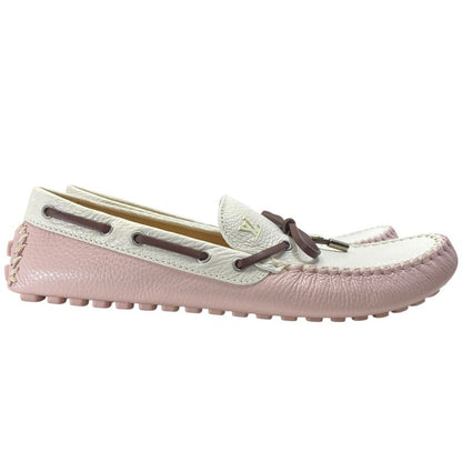 Louis Vuitton Driving Shoes Loafers Deck Shoes Leather Pink White
