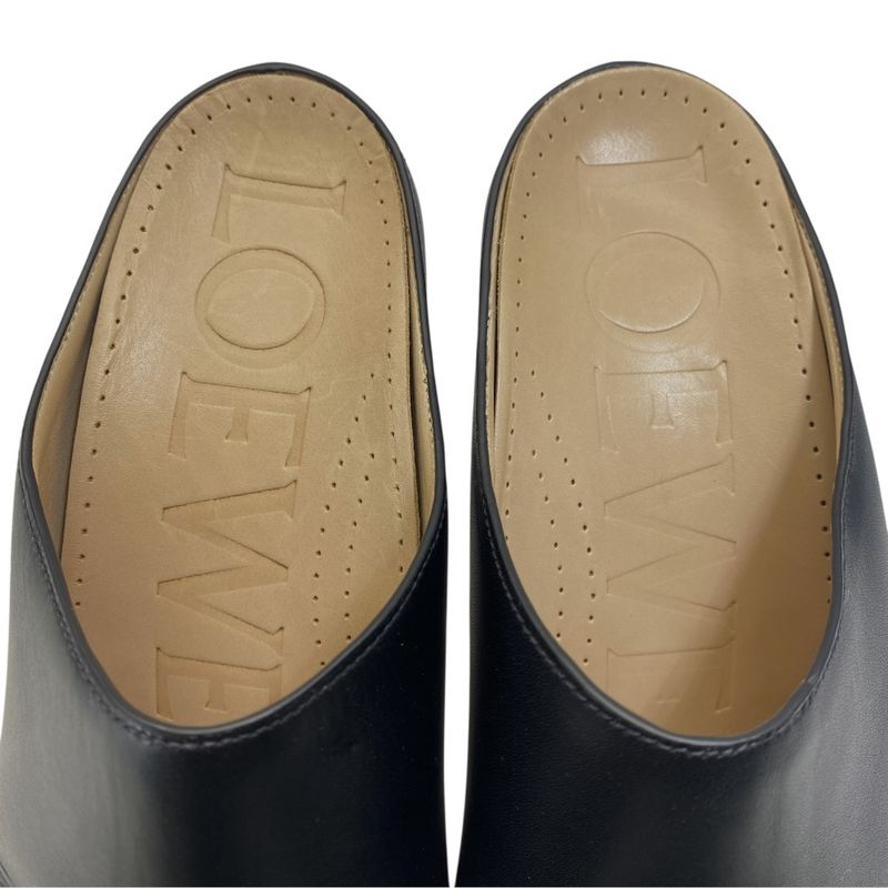 Loewe Terra Heel Clog Sandals Mule Shoes Leather Black