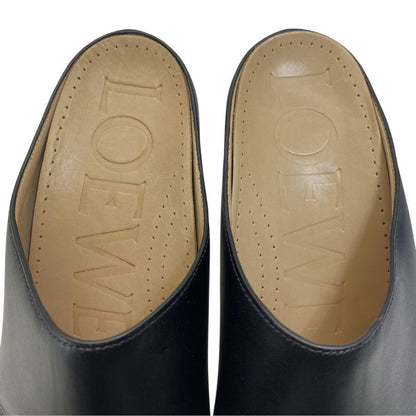 Loewe Terra Heel Clog Sandals Mule Shoes Leather Black