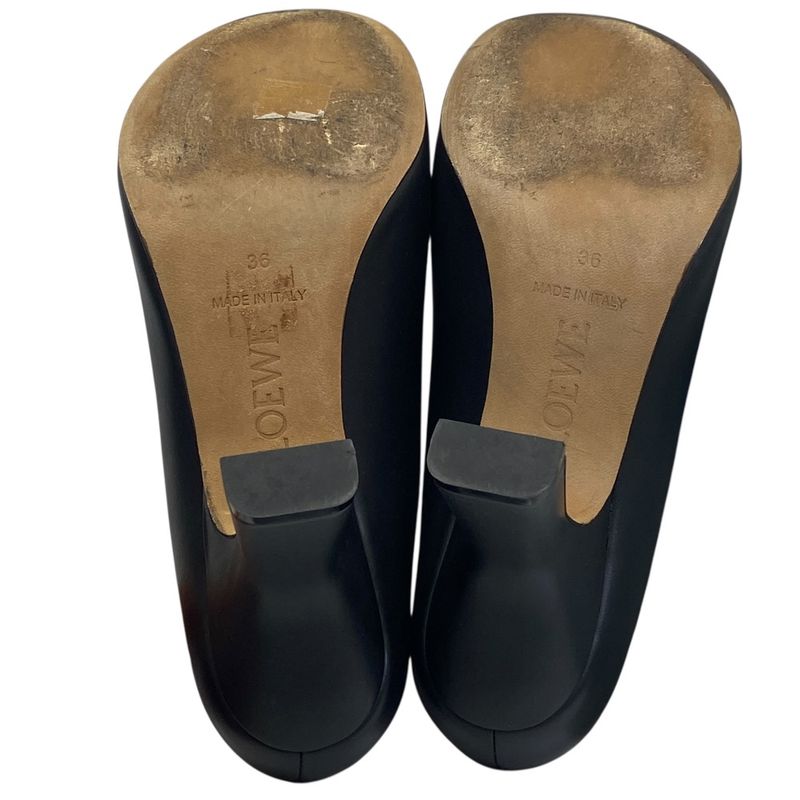 Loewe Terra Heel Clog Sandals Mule Shoes Leather Black