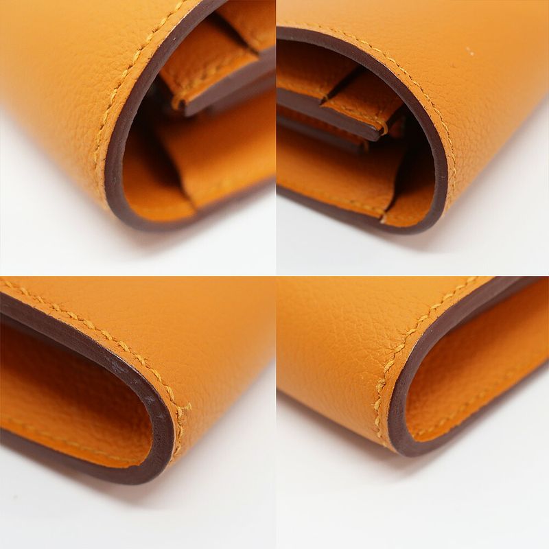 Hermes Constance Wallet Apricot Silver