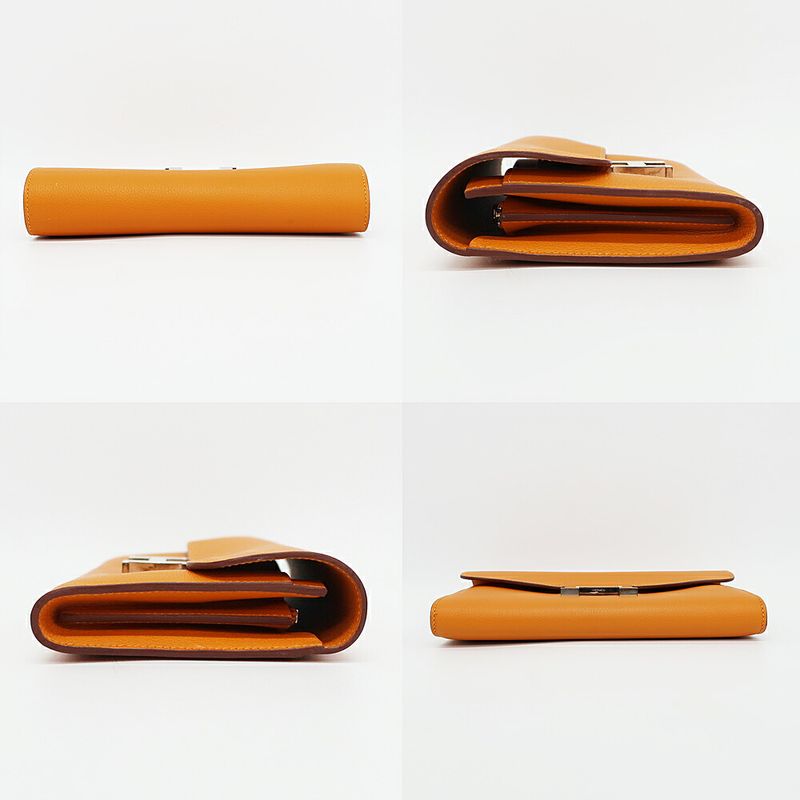 Hermes Constance Wallet Apricot Silver