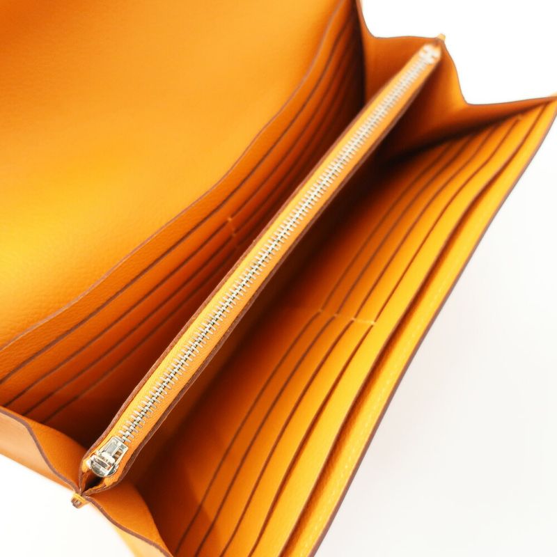 Hermes Constance Wallet Apricot Silver
