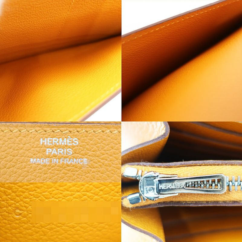 Hermes Constance Wallet Apricot Silver