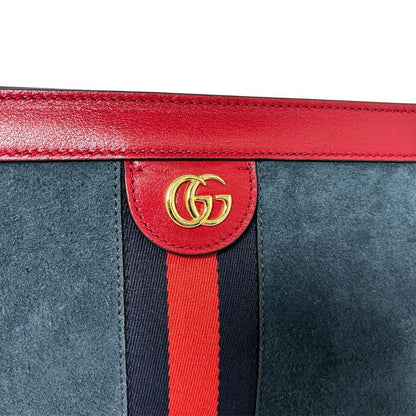 Gucci Ophidia Chain Navy Red Gold Leather Shoulder Bag Nubag Blue