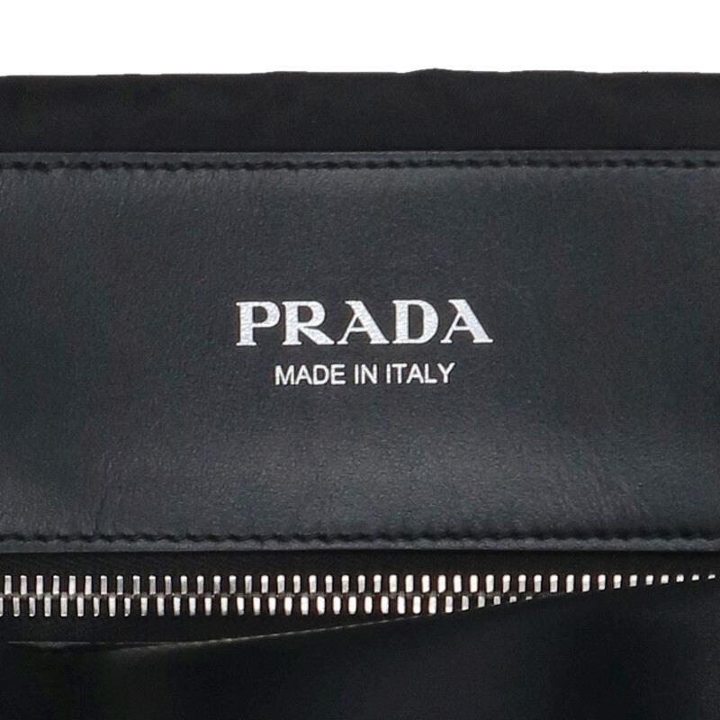 Prada Re-Nylon Triangle Plate Clochette Tote