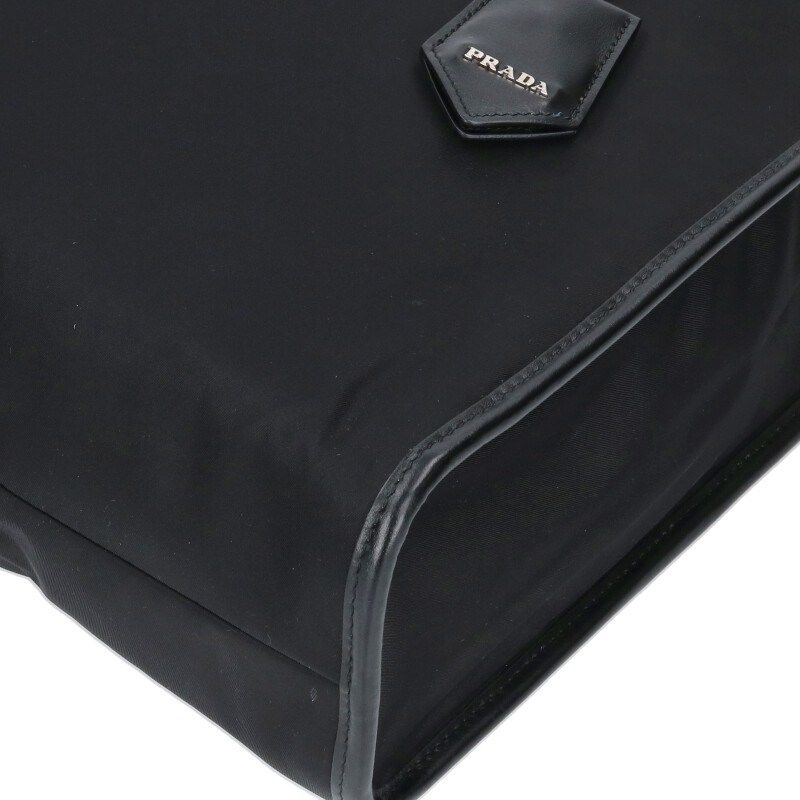 Prada Re-Nylon Triangle Plate Clochette Tote