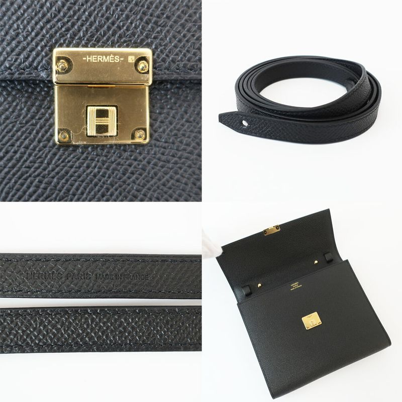 Hermes Click 16 Shoulder Bag Pouch Black Gold