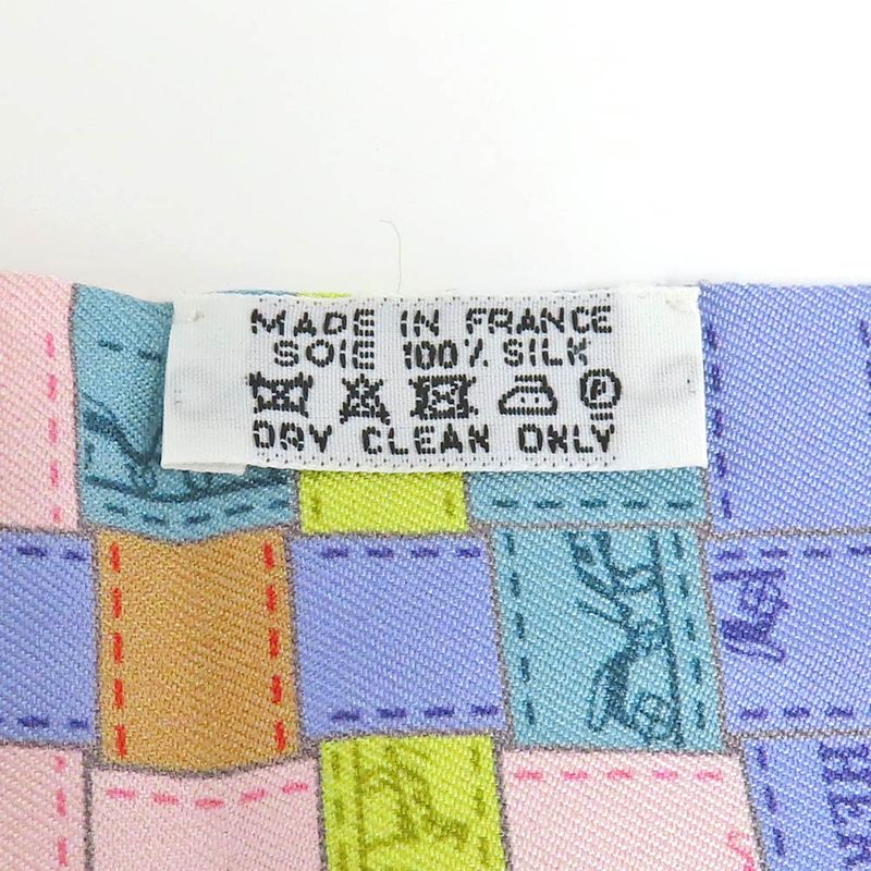 Hermes Twilly Bolduc Check Silk Gray Multicolor Pastel