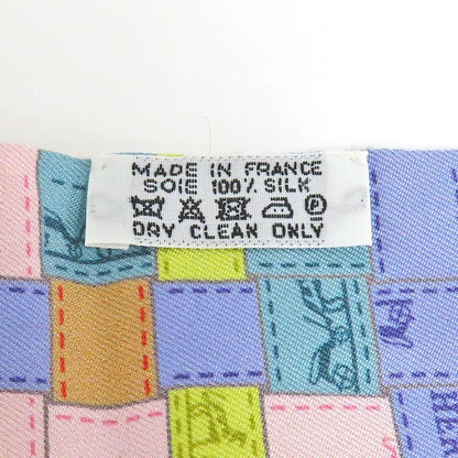 Hermes Twilly Bolduc Check Silk Gray Multicolor Pastel
