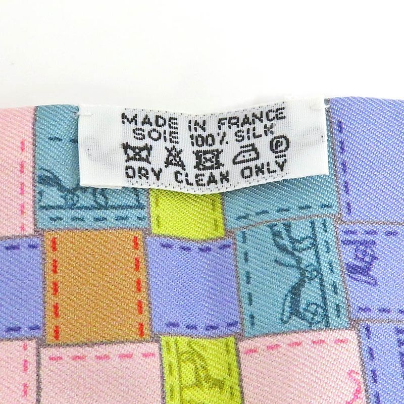 Hermes Twilly Bolduc Check Silk Gray Multicolor Pastel