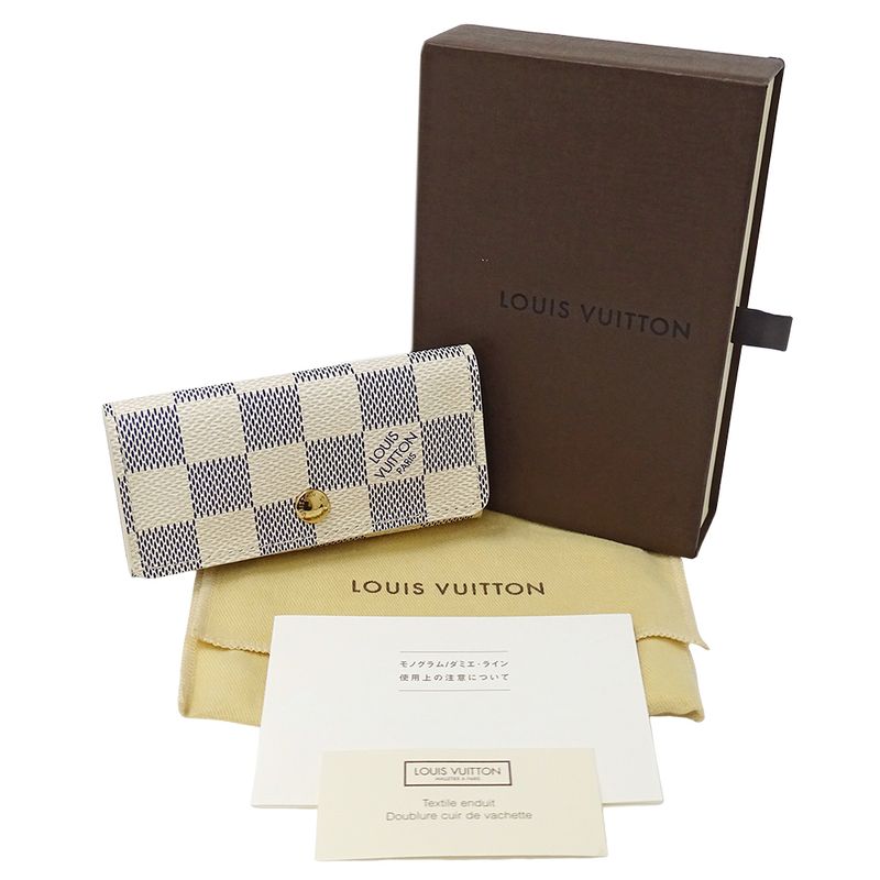 Louis Vuitton Key Case Damier Azur 4 Key Case Multicles 4 White