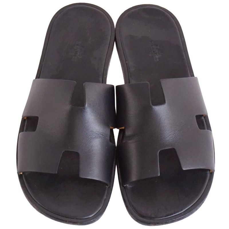 Hermes Sandals Izmir Logo Leather Shoes