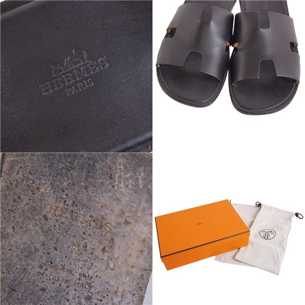 Hermes Sandals Izmir Logo Leather Shoes