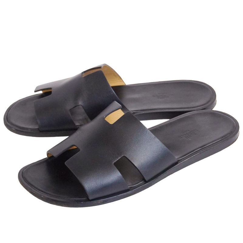 Hermes Sandals Izmir Logo Leather Shoes