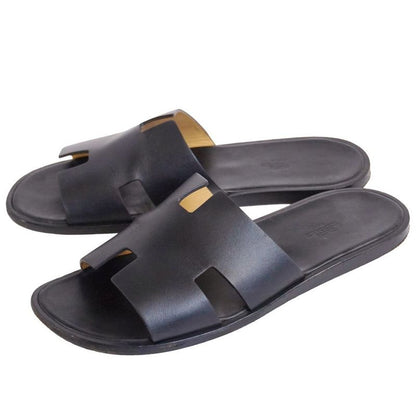 Hermes Sandals Izmir Logo Leather Shoes