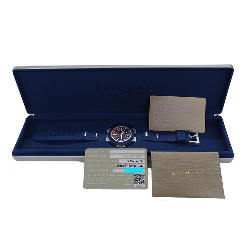 Bvlgari Watch Aluminum Gmt Date Automatic Winding at Rubber