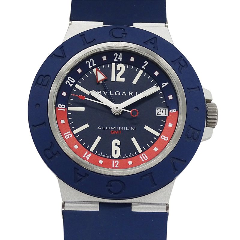 Bvlgari Watch Aluminum Gmt Date Automatic Winding at Rubber