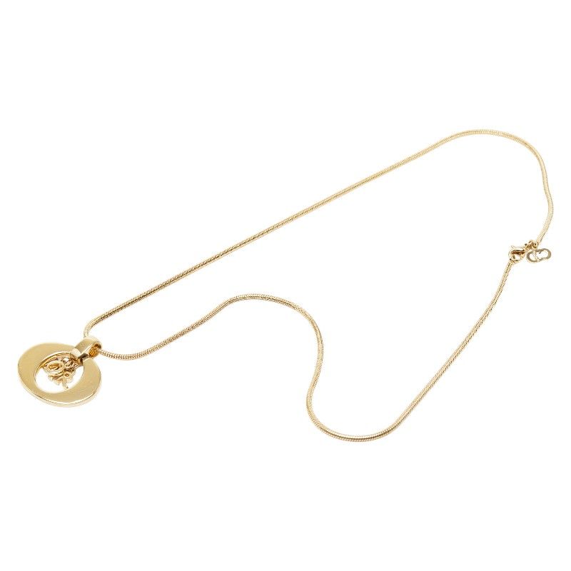 Dior Logo Circle Necklace Choker Set Gold Black Plated