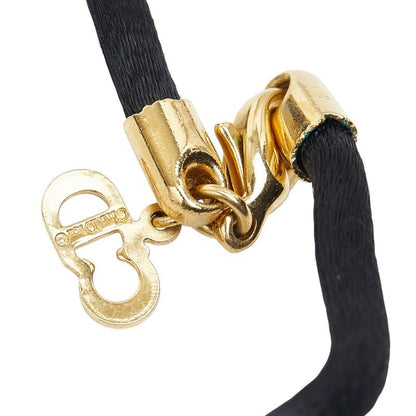 Dior Logo Circle Necklace Choker Set Gold Black Plated