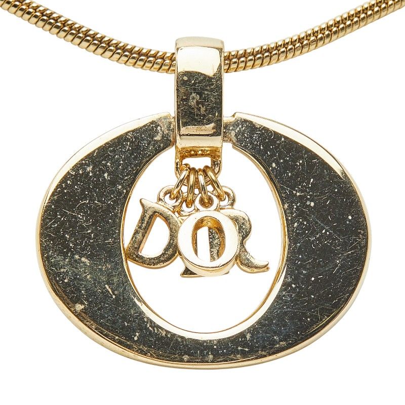Dior Logo Circle Necklace Choker Set Gold Black Plated