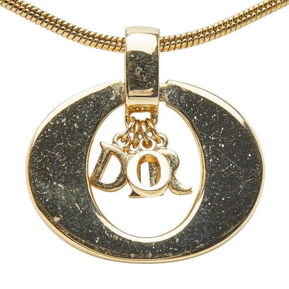 Dior Logo Circle Necklace Choker Set Gold Black Plated
