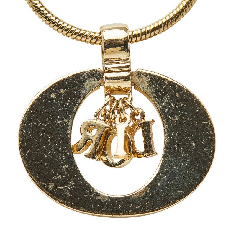 Dior Logo Circle Necklace Choker Set Gold Black Plated