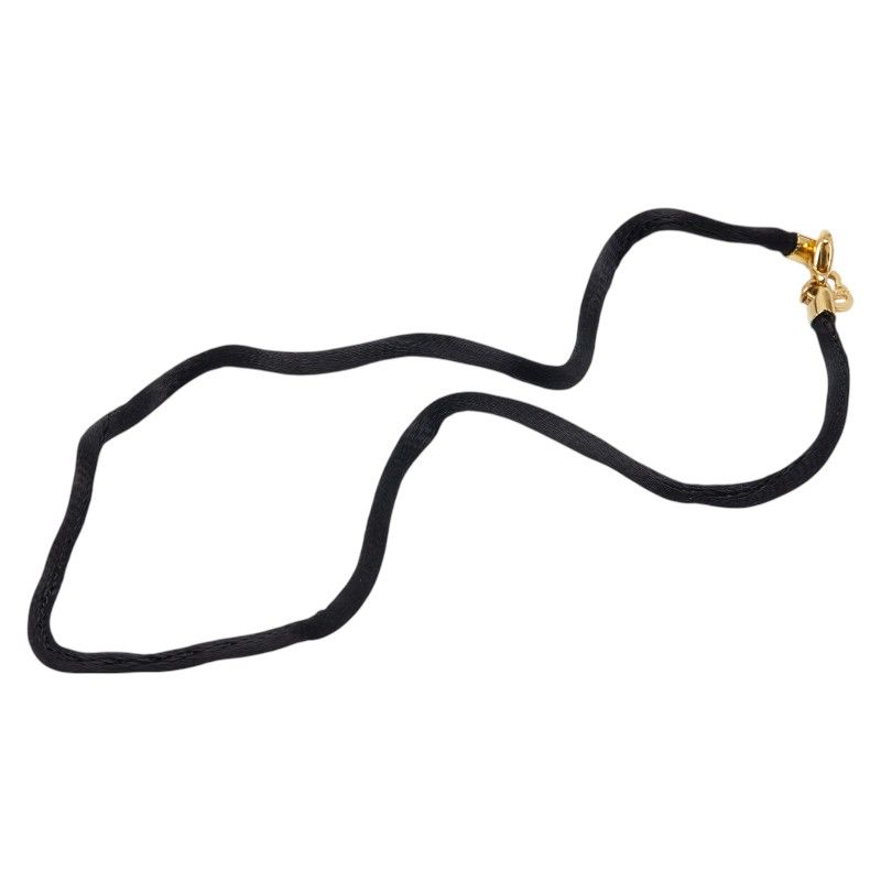Dior Logo Circle Necklace Choker Set Gold Black Plated