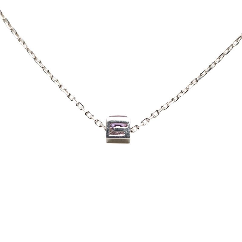 Gucci Cube Logo Pendant Necklace Silver 18K White Gold