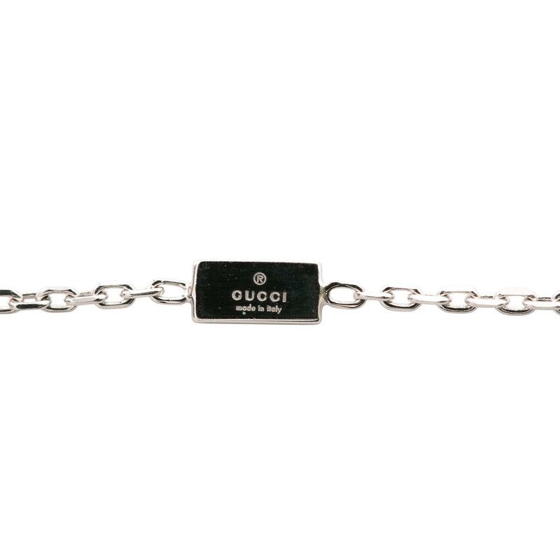Gucci Cube Logo Pendant Necklace Silver 18K White Gold