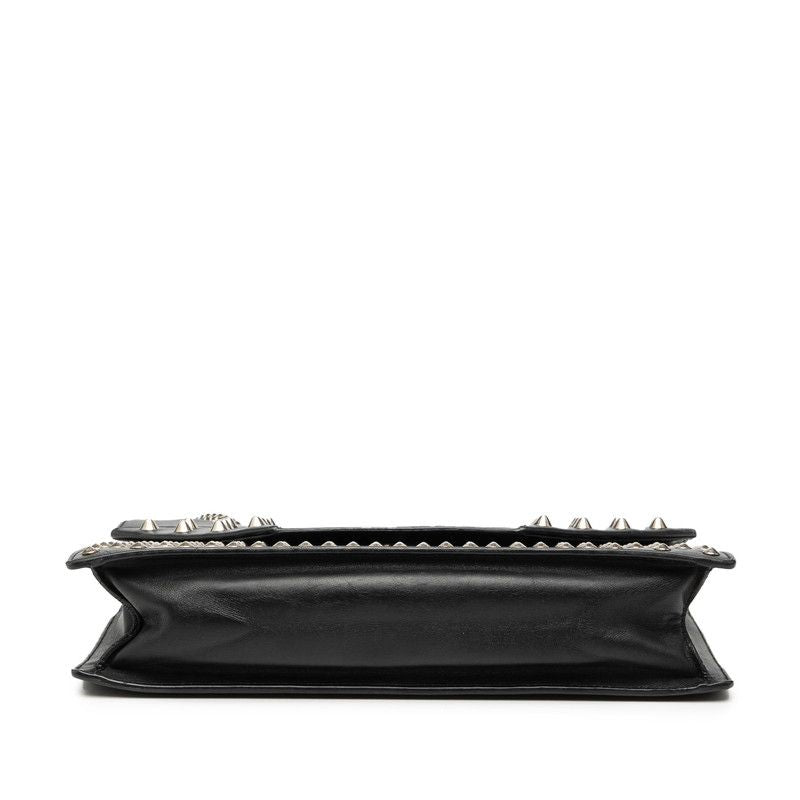 Saint Laurent Studded Chain Shoulder Bag Black Leather