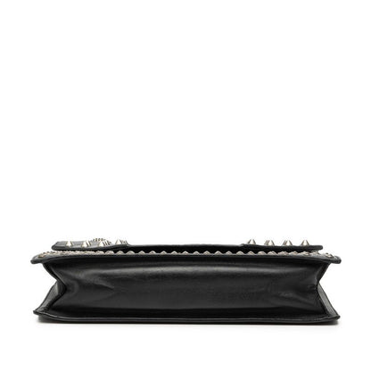 Saint Laurent Studded Chain Shoulder Bag Black Leather