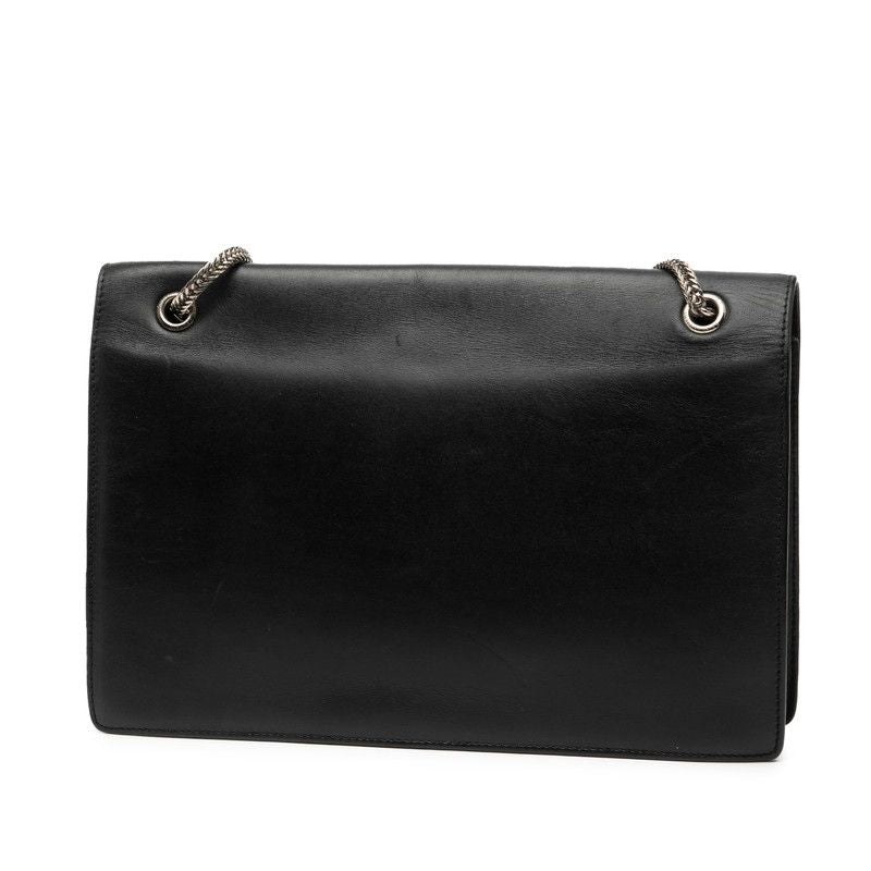 Saint Laurent Studded Chain Shoulder Bag Black Leather