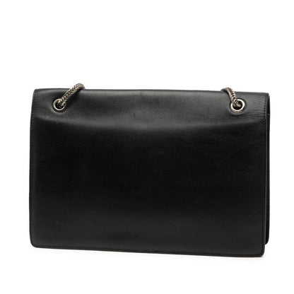 Saint Laurent Studded Chain Shoulder Bag Black Leather