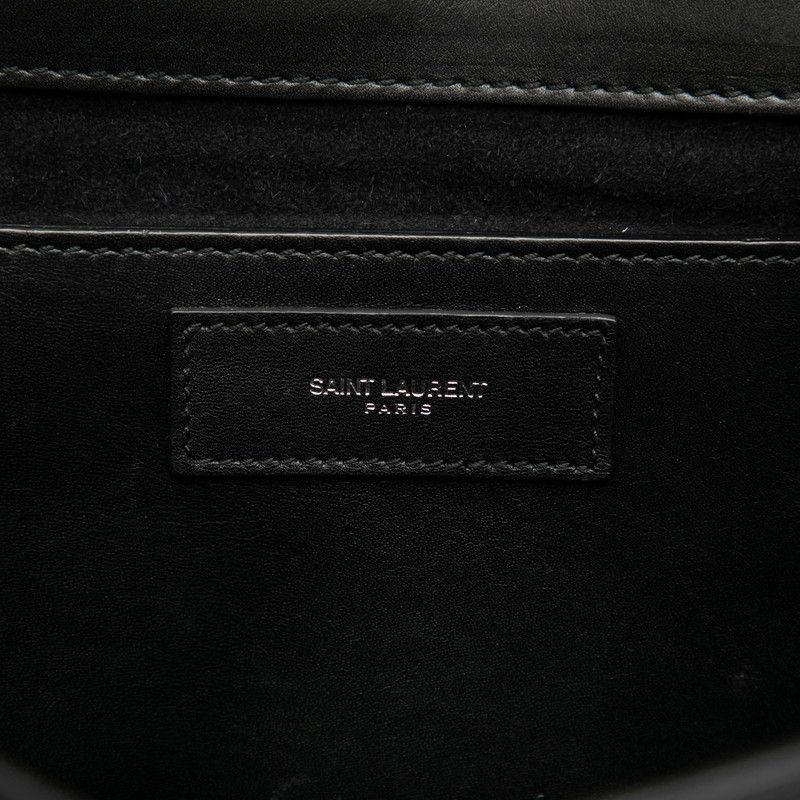 Saint Laurent Studded Chain Shoulder Bag Black Leather