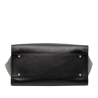 Chanel Deauville Logo Stud Tote Shoulder Bag 2-Way Black Caviar Leather